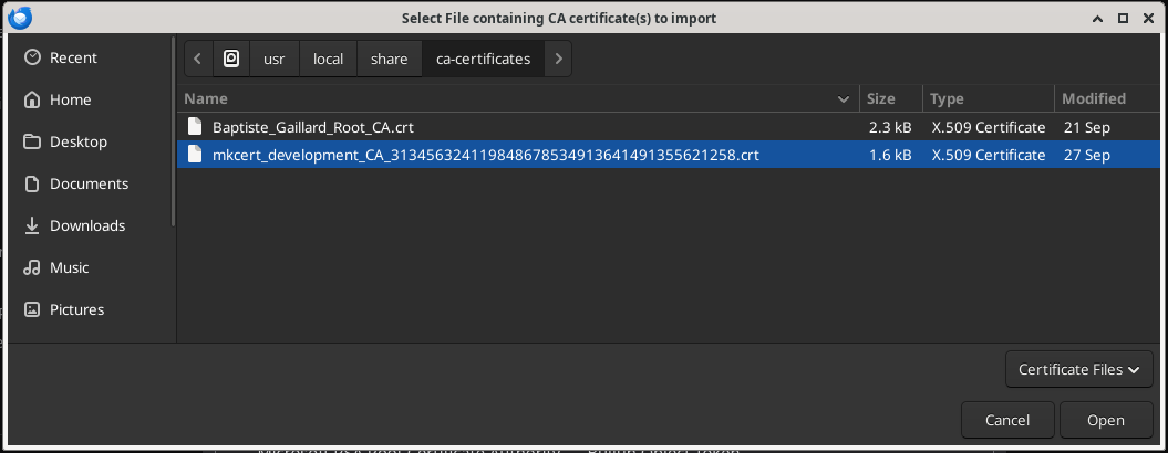 Import Mkcert Root CA certificate - 1